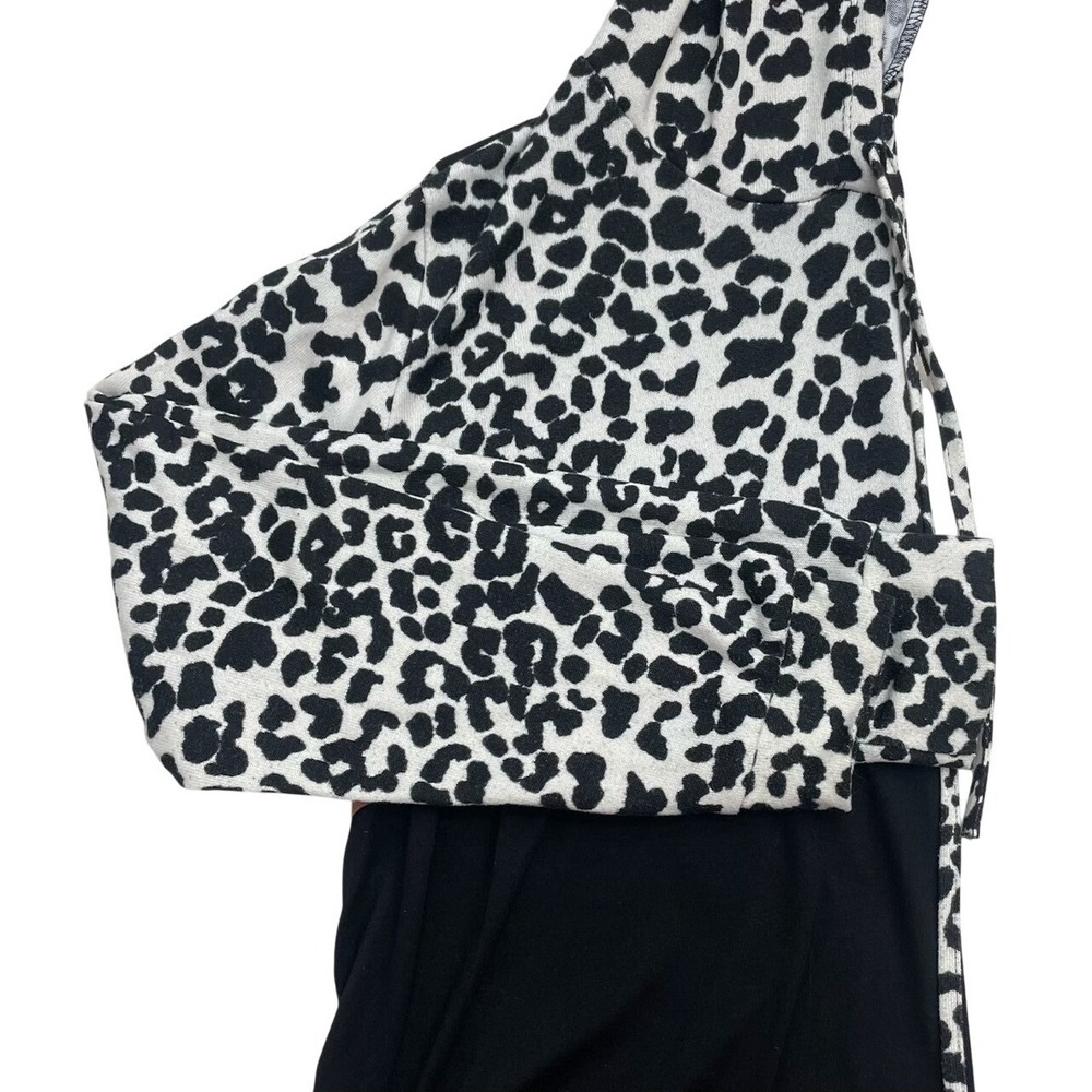 Leopard Hoodie Tunic Womens XL Animal Print Colorblock Lightweight Top - Picture 4 of 7